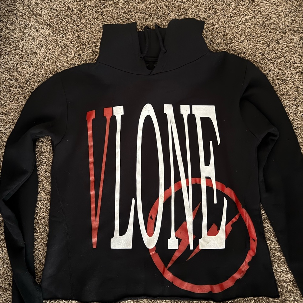 VLONE FRAGMENT STAPLE LONG SLEEVE HOODIE SWEATER BLACK RED